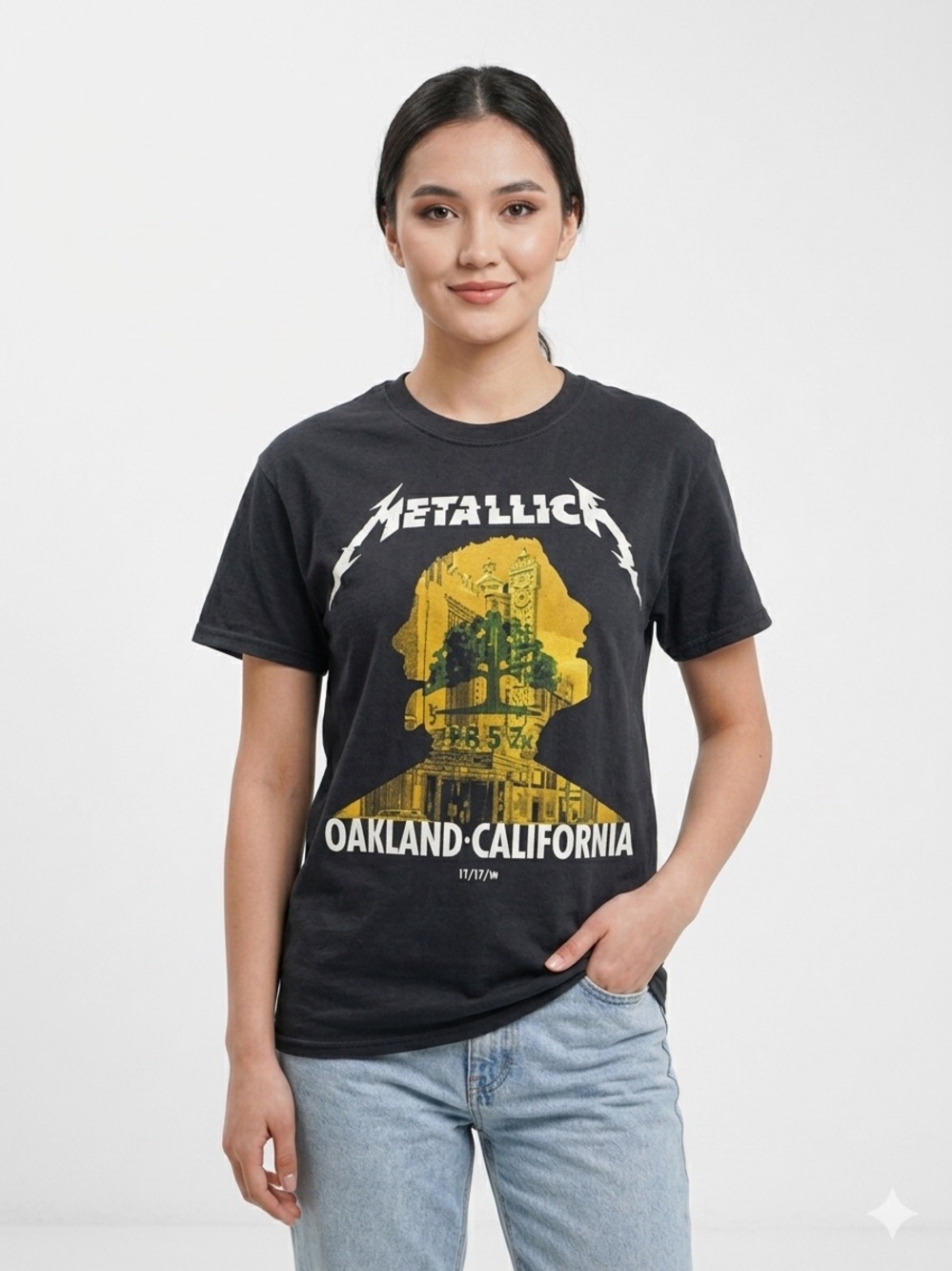 Metallica Oakland California Concert Tour Graphic T-Shirt Black Size Medium